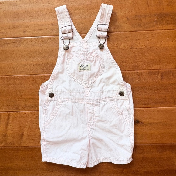 Oshkosh B'gosh Girls' 2T Heart-Print Knit Denim Overalls Pink - Picture 4 of 10